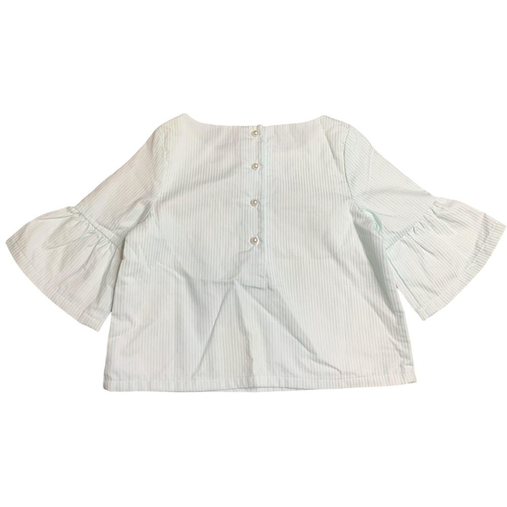 Janie And Jack Blouse Girls Size 6 Mint Green Striped Blouse Easter Shirt Top - Picture 2 of 6